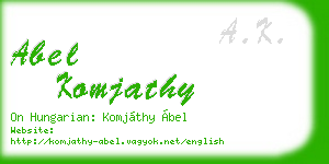 abel komjathy business card
