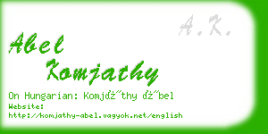 abel komjathy business card